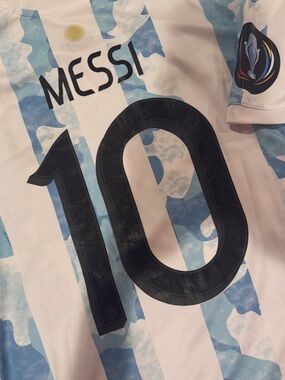 adidas Argentina #10 Soccer Jersey - White & Light Blue Camo Stripes